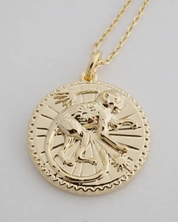 Chinese Zodiac Coin Necklace - Monkey