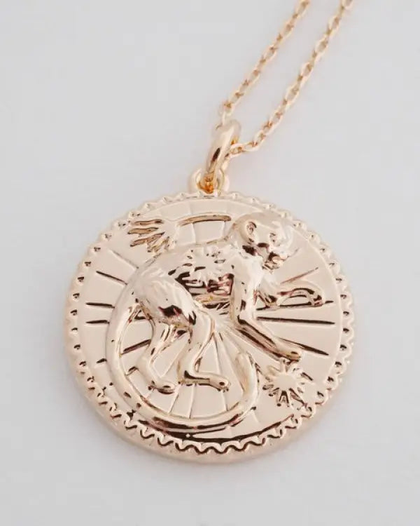 Chinese Zodiac Coin Necklace - Monkey