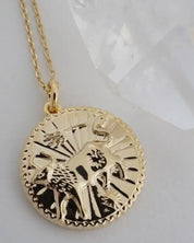 Chinese Zodiac Coin Necklace - Ox Gold / One Size