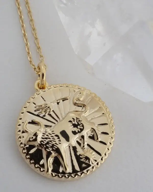 Chinese Zodiac Coin Necklace - Ox Gold / One Size