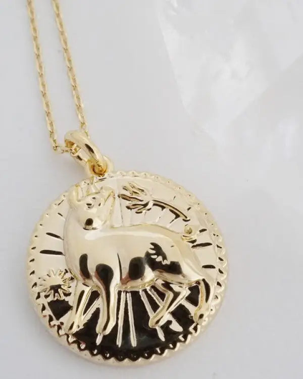 Chinese Zodiac Coin Necklace - Pig Gold / One Size