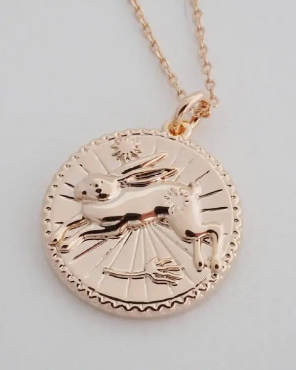 Chinese Zodiac Coin Necklace - Rabbit