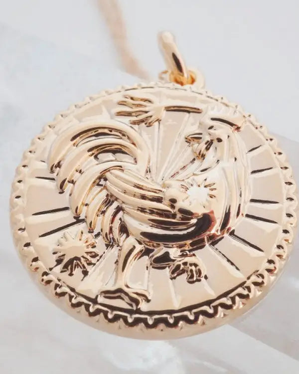 Chinese Zodiac Coin Necklace - Rooster