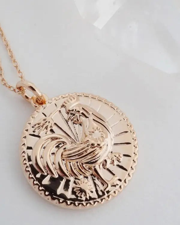 Chinese Zodiac Coin Necklace - Rooster