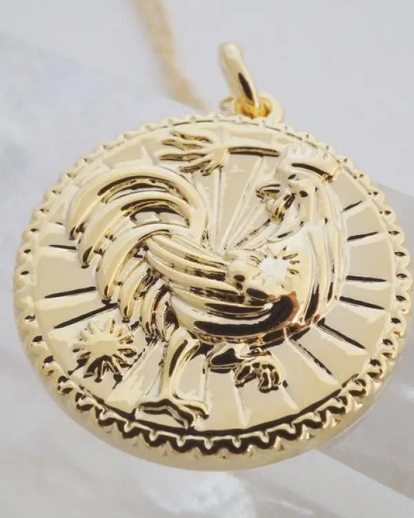 Chinese Zodiac Coin Necklace - Rooster