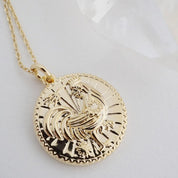 Chinese Zodiac Coin Necklace - Rooster Gold / One Size