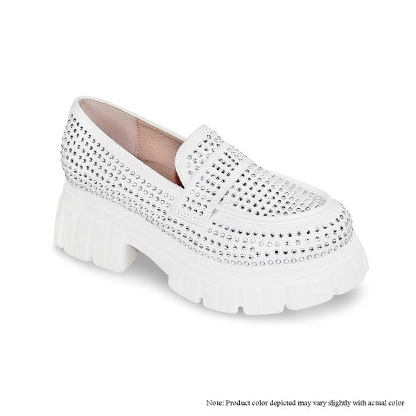 chuncky sole loafer shoe with studs all over