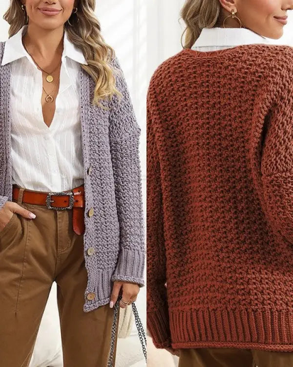 chunky cable knit oversize cardigan