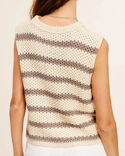 Chunky Stripe Sleeveless Sweater Top