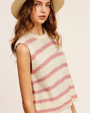 Chunky Stripe Sleeveless Sweater Top