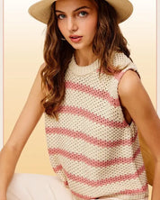 Chunky Stripe Sleeveless Sweater Top