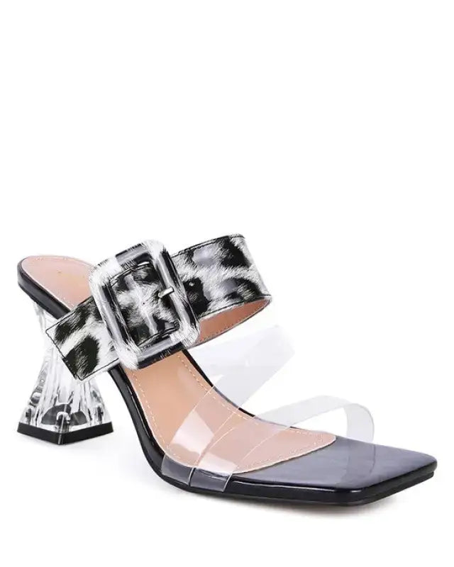 CITY GIRL PRINTED MID HEEL SLIDE SANDALS