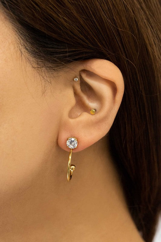 Classic Stone Stud Earrings - Gold / OS