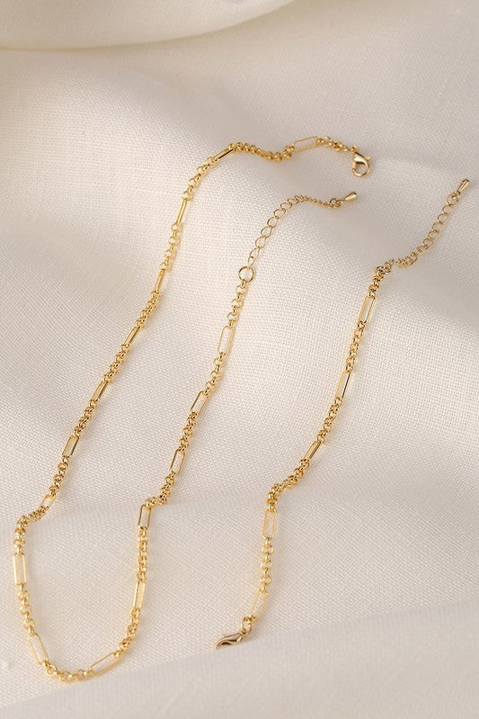 Clip chain bracelet and necklace set - gold - m