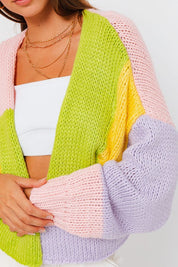 Color Block Open Cardigan Sweater