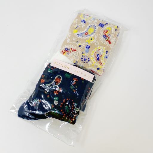 Color Heaven Paisley Socks Set - Navy Blue/Taupe / OS