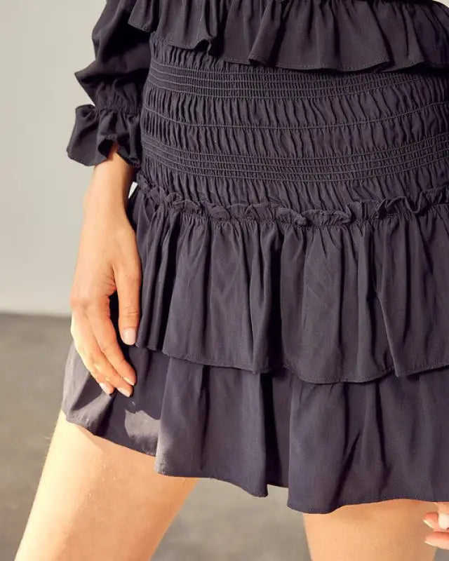 Contrast Smocking Detail Skort