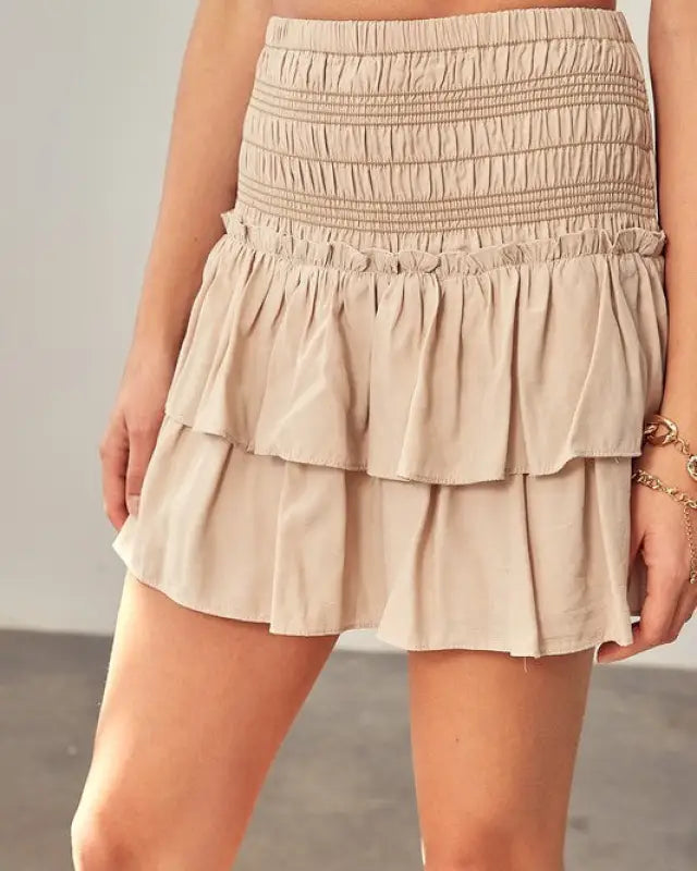 Contrast Smocking Detail Skort