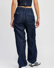 Contrast Stitching Denim Pants