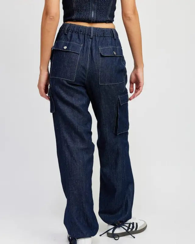 Contrast Stitching Denim Pants