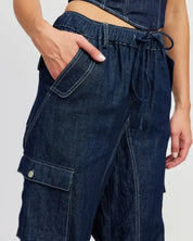 Contrast Stitching Denim Pants