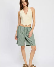 CONTRASTED BERMUDA SHORTS