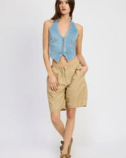 CONTRASTED BERMUDA SHORTS