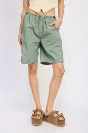 CONTRASTED BERMUDA SHORTS - DUSTY OLIVE / S