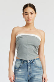 CONTRASTED TUBE TOP - GREY / S