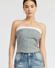 CONTRASTED TUBE TOP - GREY / S