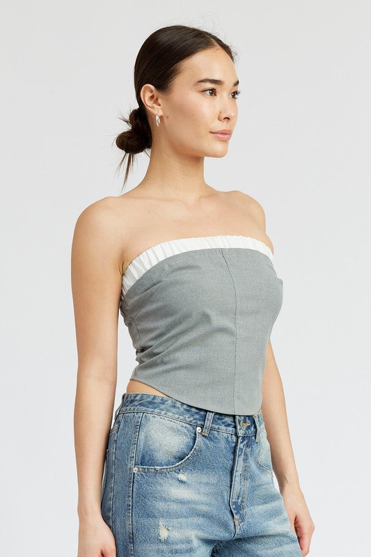 CONTRASTED TUBE TOP