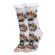 Corgi Boi - Women’s Cozy Sherpa Slipper Socks Multi / WS