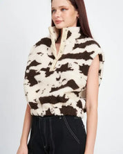 Cow Print Vests With Zipper