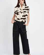 Cow Print Vests With Zipper