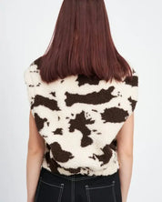 Cow Print Vests With Zipper