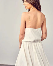 Cowl Neck Beaded Strap Dress