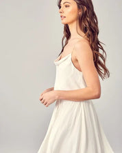 Cowl Neck Beaded Strap Dress