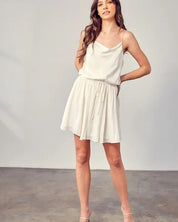 Cowl Neck Beaded Strap Dress