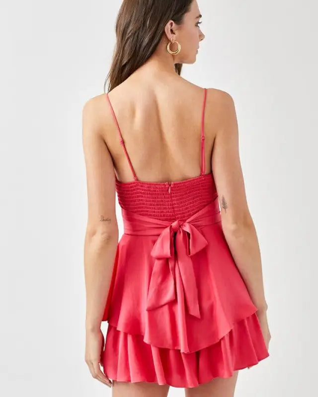 Cowl Neck Flare Tiered Cami Romper