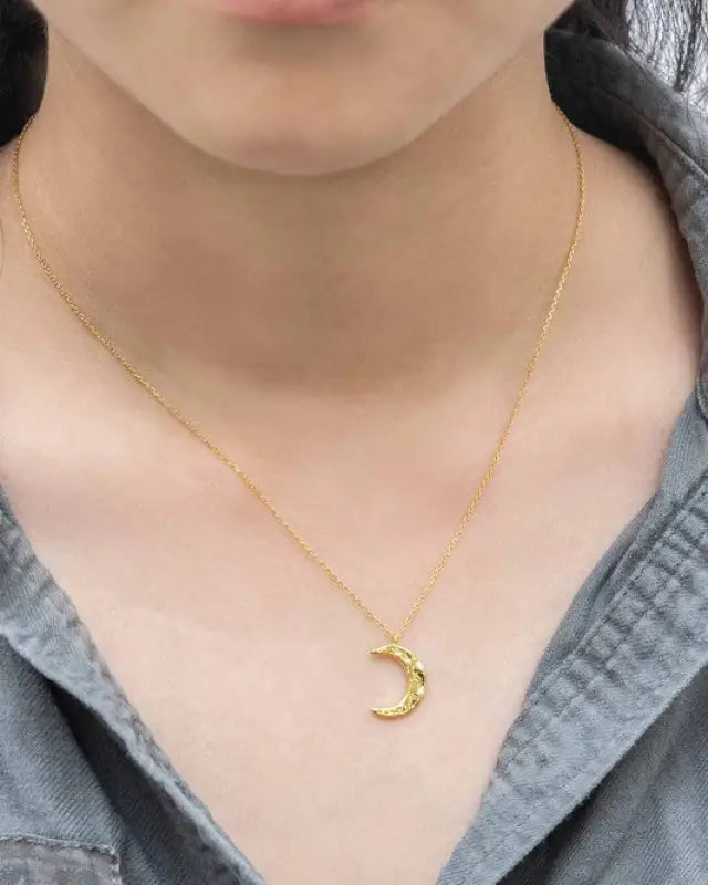 Crescent Moon Hammered Necklace