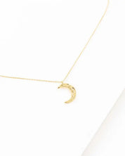 Crescent Moon Hammered Necklace - Gold / OS