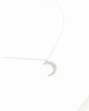 Crescent Moon Hammered Necklace - Silver / OS