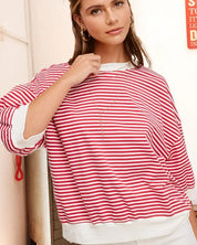 Crew Neck Stripe Short Sleeve Top