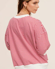 Crew Neck Stripe Short Sleeve Top