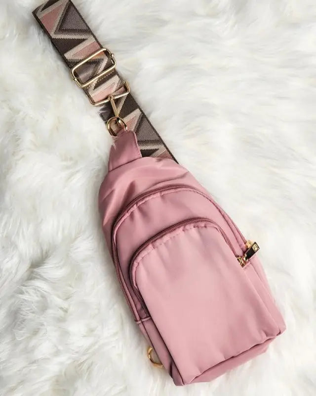 Crisala Sling Nylon Crossbody Bag With Strap - Blush / 1