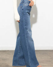 Criss Cross High Waisted Wide Leg Jeans - Jeans