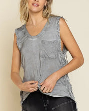 Criss-cross Lace-up Open Back Tank Top - HEATHER GREY / S