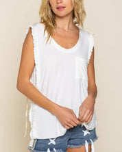 Criss-cross Lace-up Open Back Tank Top - IVORY / S