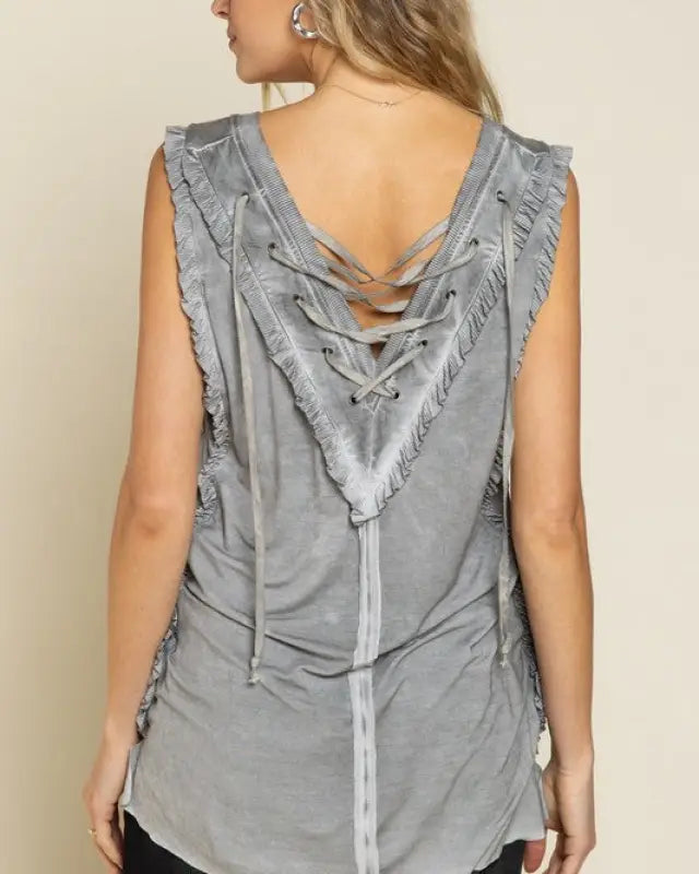 Criss-cross Lace-up Open Back Tank Top