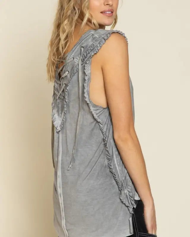 Criss-cross Lace-up Open Back Tank Top